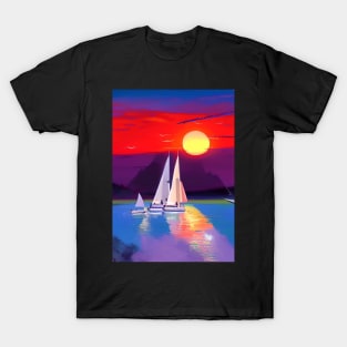 LOVELY SAILBOATS AT SUNSET T-Shirt